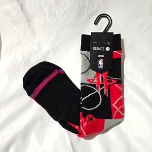 NWT Stance Casual NBA Mens Crew Socks Sz Large 9-13 Light Cushion Red Black